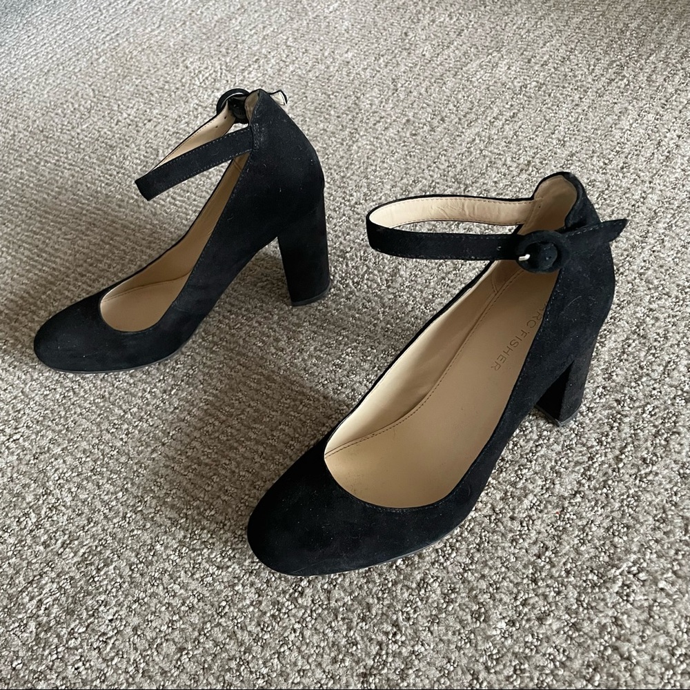 Marc Fisher Black Suede Block Heels 7.5